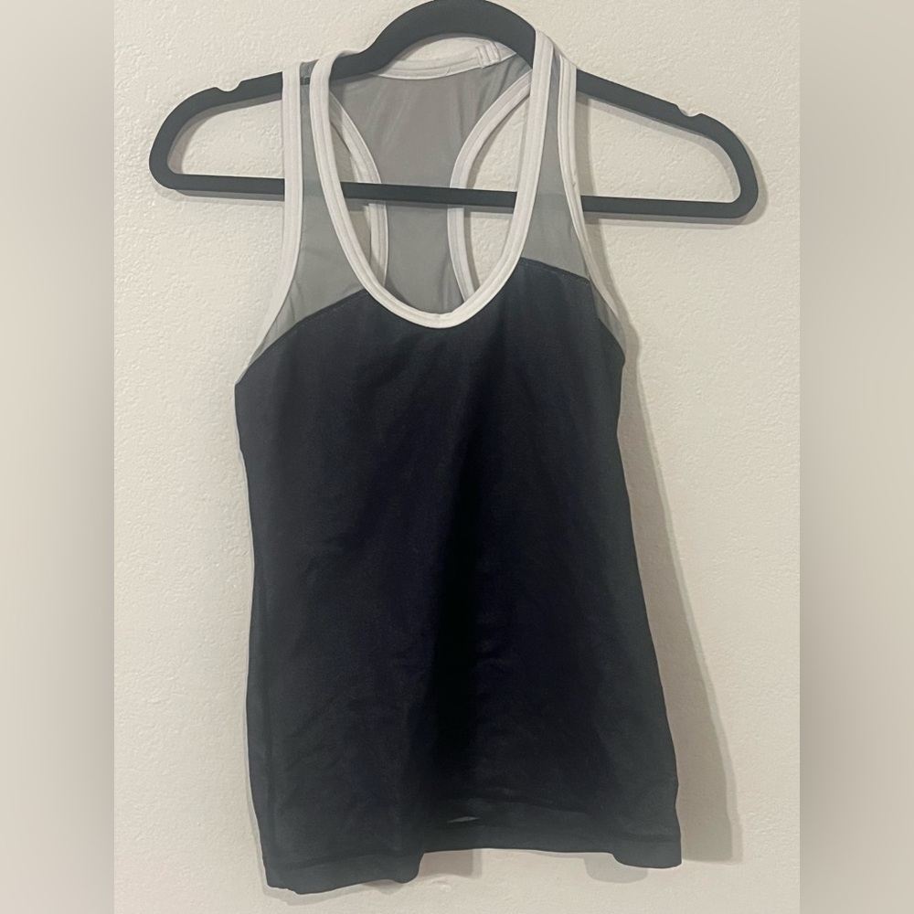 Lululemon Womens Half Mesh Tank Top Racer Back Sleeveless Gym Activewear Blue 6